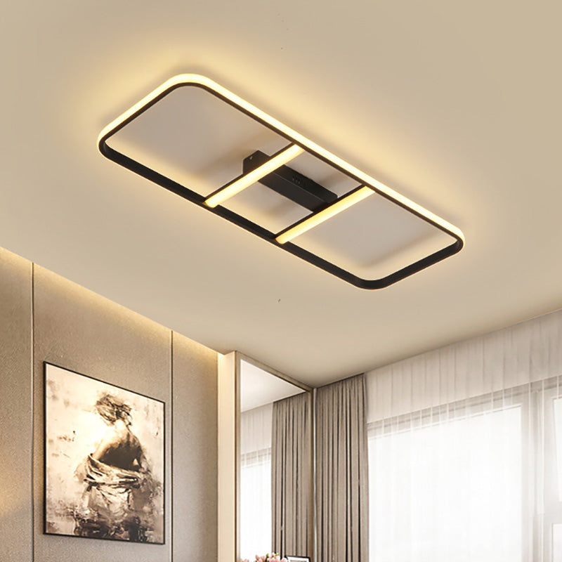 Modern Led Semi Flush Mount Ceiling Lamp - Black Metal Shade White/Warm Light 12/23.5 Wide / 12 Warm