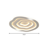 Modern White Led Flush Mount Ceiling Light With Acrylic Concentric Pattern / Remote Control Stepless