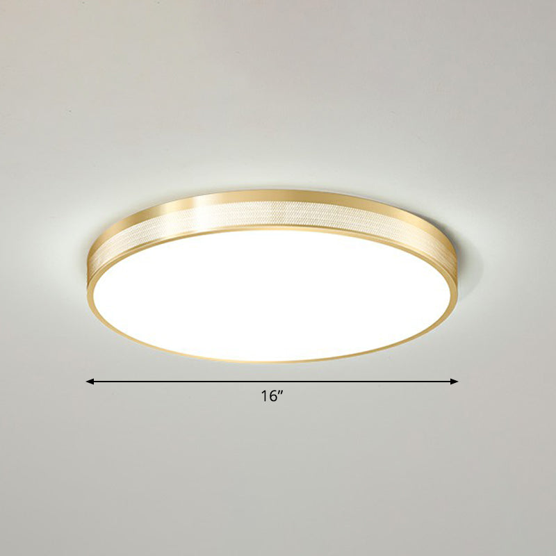 Minimalist Geometric Metal Flush Mounted Led Ceiling Light With Mesh Side Gold / Small Round