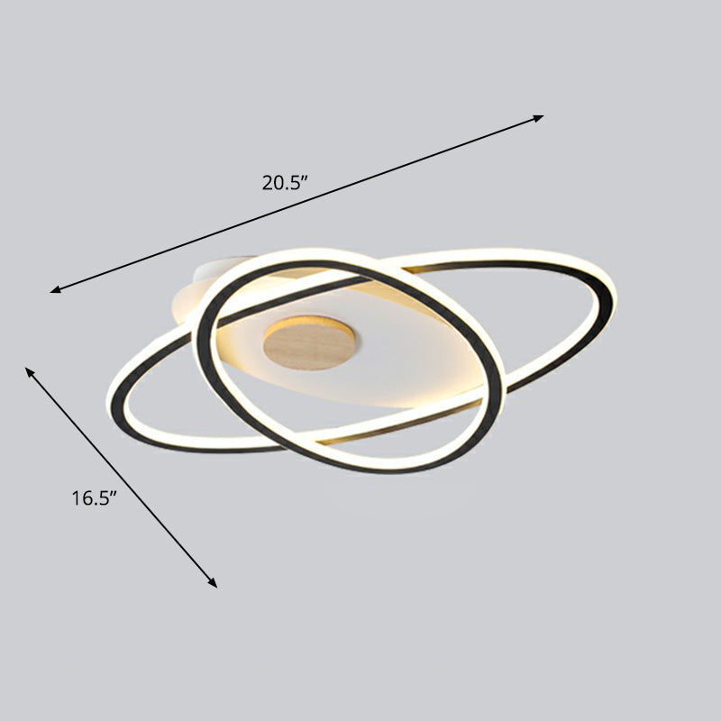 Modern Oval Flush Mount Led Ceiling Light Fixture For Bedroom Black / 16.5 Remote Control Stepless