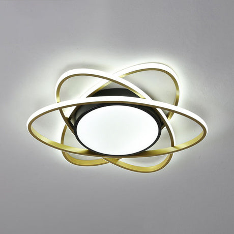 Modern Black Surface Mount Led Ceiling Light With Metallic Floral Design / 23 White