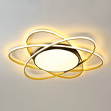 Modern Black Surface Mount Led Ceiling Light With Metallic Floral Design / 31.5 Third Gear