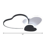 Modern Black Heart Led Flush Mount Light For Bedroom Ceiling / 31 White