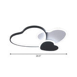 Modern Black Heart Led Flush Mount Light For Bedroom Ceiling / 20.5 Remote Control Stepless Dimming