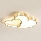 Minimalist Heart-Shaped Metal Ceiling Flush Mount Led Light In Golden Finish Ideal For Bedrooms