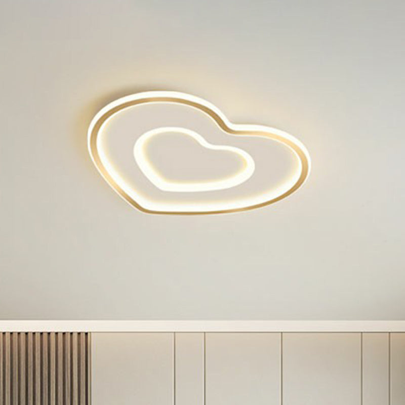 Ultra-Thin Gold Love Heart Led Ceiling Light For Bedroom