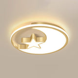 Simplicity Golden Ceiling Lamp With Metal Moon And Star Design - Perfect For Childrens Bedroom Gold