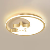 Simplicity Golden Ceiling Lamp With Metal Moon And Star Design - Perfect For Childrens Bedroom Gold