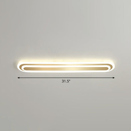 Minimalist Gold Led Ceiling Light For Bedroom - Acrylic Flush Mount Fixture / 31.5 Remote Control