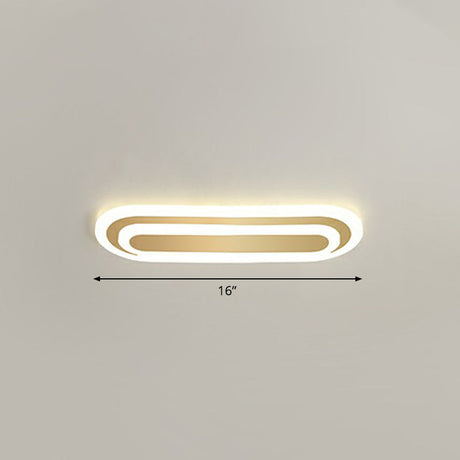 Minimalist Gold Led Ceiling Light For Bedroom - Acrylic Flush Mount Fixture / 16 Warm