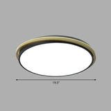 Minimalist Gold And Black Acrylic Round Led Flush Light For Bedroom Ceiling / 19.5 White