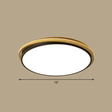 Minimalist Gold And Black Acrylic Round Led Flush Light For Bedroom Ceiling / 16 Warm