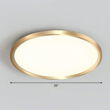 Gold Circle Bedroom Ceiling Flush Mount Led Light With Acrylic Simplicity / 39 Remote Control