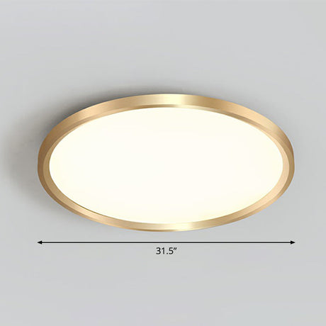 Gold Circle Bedroom Ceiling Flush Mount Led Light With Acrylic Simplicity / 31.5 Remote Control
