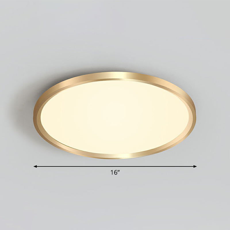 Gold Circle Bedroom Ceiling Flush Mount Led Light With Acrylic Simplicity / 16 Warm