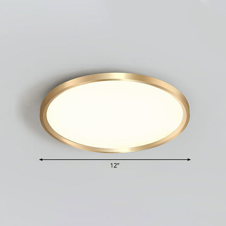 Gold Circle Bedroom Ceiling Flush Mount Led Light With Acrylic Simplicity / 12 Remote Control