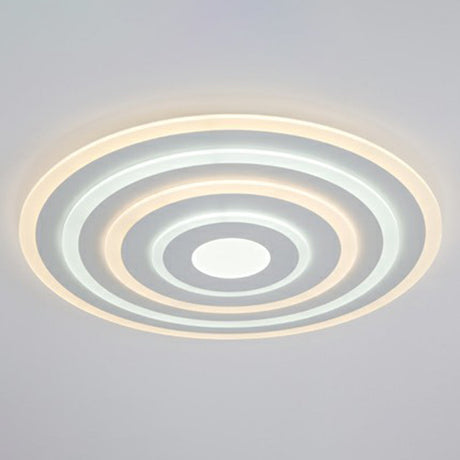 Simple Style Led Flush Ceiling Light For Bedroom - White Acrylic Round Flushmount / 23.5 Inner Outer