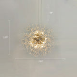 Clear Crystal Bead Led Ceiling Light: Modern & Stylish Dandelion Chandelier In Brass - Perfect For