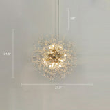 Clear Crystal Bead Led Ceiling Light: Modern & Stylish Dandelion Chandelier In Brass - Perfect For