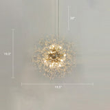 Clear Crystal Bead Led Ceiling Light: Modern & Stylish Dandelion Chandelier In Brass - Perfect For