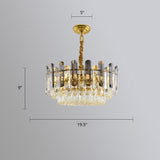Modern Smoke Grey And Clear Crystal Round Chandelier - Stylish Restaurant Lighting Gray / 19.5