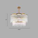 Fluted Clear Glass Rods Pendant Light Fixture For Bedroom / 23.5