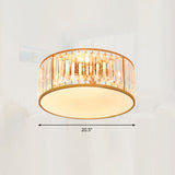 Minimalist Crystal Drum Ceiling Lamp - Bedroom Flush Mount Light Gold / 20.5