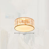 Minimalist Crystal Drum Ceiling Lamp - Bedroom Flush Mount Light Gold / 12.5