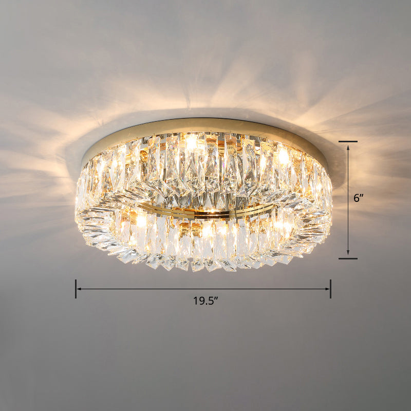 Beveled Cut Crystal Flush Mount Ceiling Light For Bedroom - Simple Style & Elegance Gold / 19.5