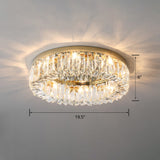 Beveled Cut Crystal Flush Mount Ceiling Light For Bedroom - Simple Style & Elegance Gold / 19.5
