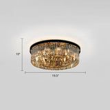 Modern Smoke Grey Crystal Flushmount Ceiling Lamp: Sleek Circular Design For Living Room Lighting