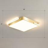 Minimalistic Metallic Geometric Led Ceiling Lamp In Brushed Gold Finish / Remote Control Stepless