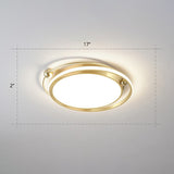Modern Gold Led Ceiling Light With Halo Ring Flush Mount For Bedroom / 17 Remote Control Stepless