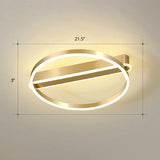 Gold Minimalist Metal Led Ceiling Light - Flush Mount For Bedroom / 21.5 Warm