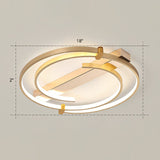 Simple Style Gold Loop Ceiling Flush Light - Metal Led Mount Fixture For Bedroom / 18 Remote Control