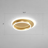 Contemporary Flushmount Led Ceiling Light - Gold Finish Metallic Ring Shape / 16.5 White