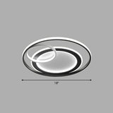 Minimalist Led Flush Ceiling Light Fixture - 3-Ring Bedroom Mount In Black / 18 White