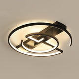 Metal Led Flush Light Fixture - Sleek Black Ceiling Lamp For Bedroom / 24.5 Third Gear