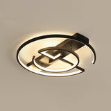 Metal Led Flush Light Fixture - Sleek Black Ceiling Lamp For Bedroom / 16.5 White
