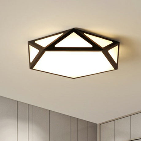 Modern Black Geometric Acrylic Shade Flush Mount Ceiling Light For Bedrooms