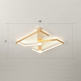 Z-Like Ceiling Mounted Led Flush Mount In Gold - Simplicity Metal Bedroom Light Fixture / 18 Remote