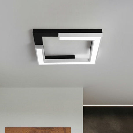 Nordic Style Square Acrylic Led Ceiling Lamp - Minimalist Black And White Flush Mount Lighting For