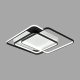 Modern Metal Black Led Square Flush Mount For Bedrooms / 20.5 Third Gear