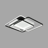 Modern Metal Black Led Square Flush Mount For Bedrooms / 16.5 Remote Control Stepless Dimming