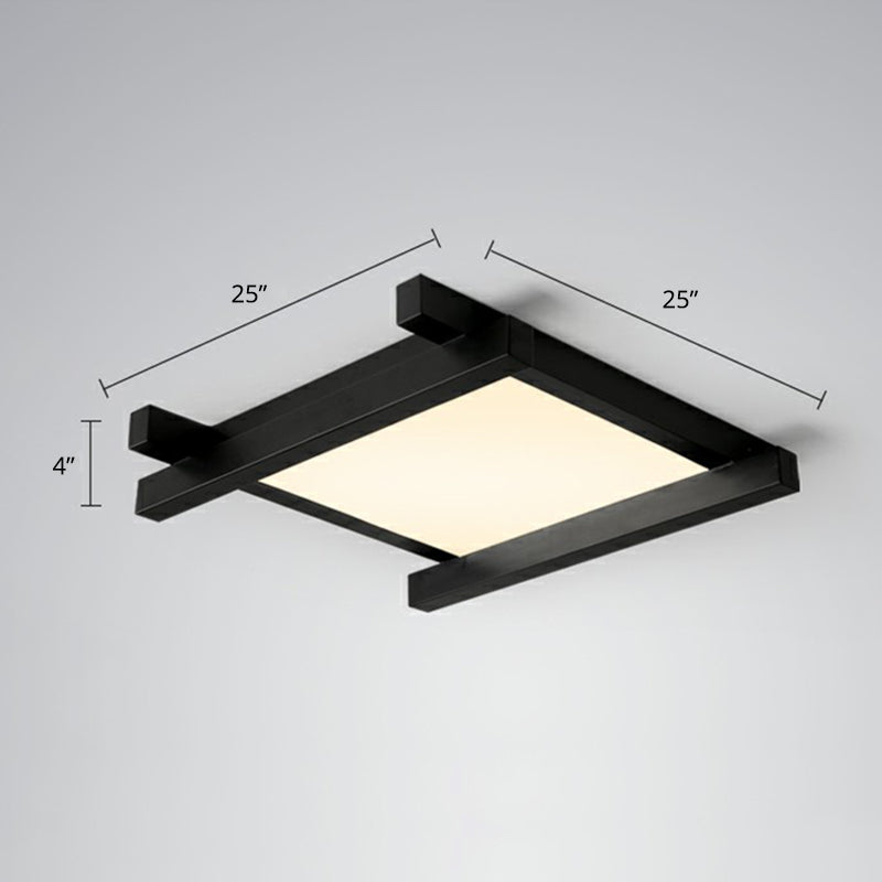 Japanese Checkerboard Acrylic Ceiling Lamp With Led Flush Mount Design For Lounge Black / 25 Remote