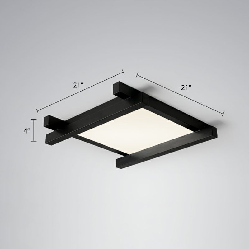Japanese Checkerboard Acrylic Ceiling Lamp With Led Flush Mount Design For Lounge Black / 21 Third