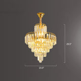 Modern Clear K9 Crystal Cone Pendant Chandelier - Elegant Lighting For Restaurants / 23.5