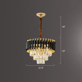 Modern Black Conical Pendant Lamp With Opulent K9 Crystal Prism Chandelier For Restaurants / 21.5