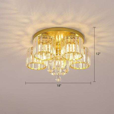 Modern Flush Mount Crystal Ceiling Light For Living Room 5 / Gold