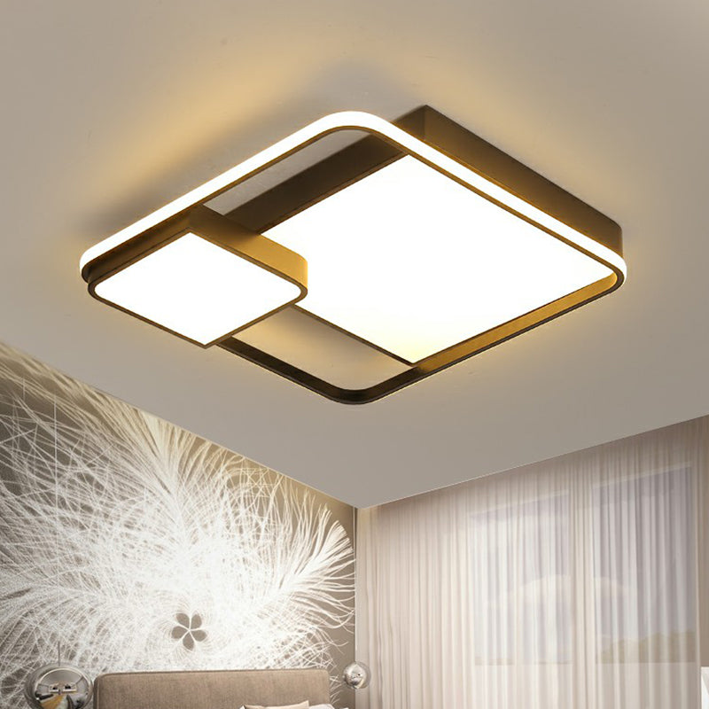 Black Square Led Ceiling Mount Light With Minimalist Acrylic Shade